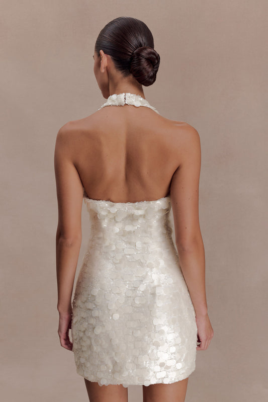 Caralee Sequin Halter Mini Dress - Ivory