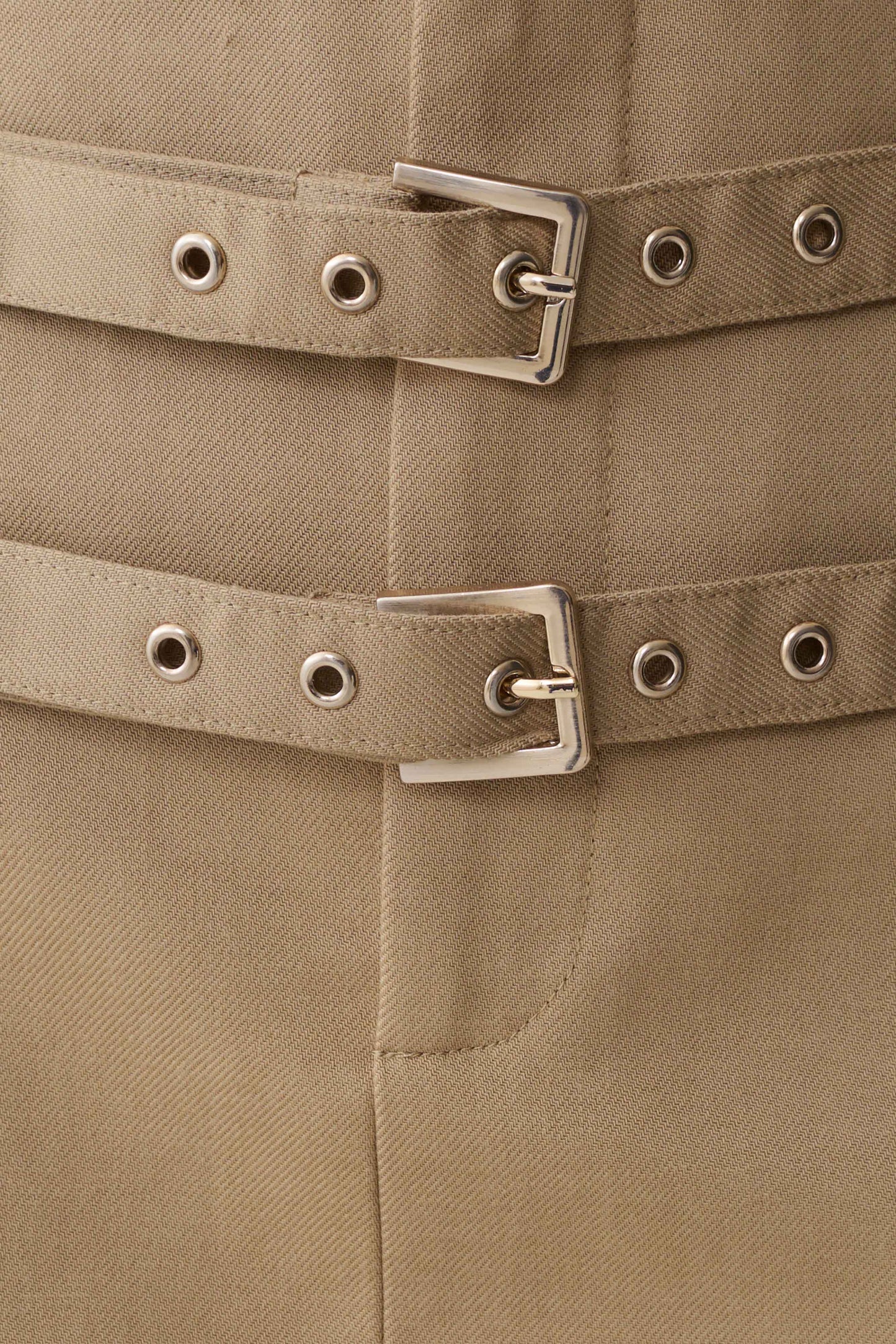 Marielle Double Belt Mini Skirt - Taupe