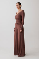 Dewi Wide Leg Modal Pants - Chocolate
