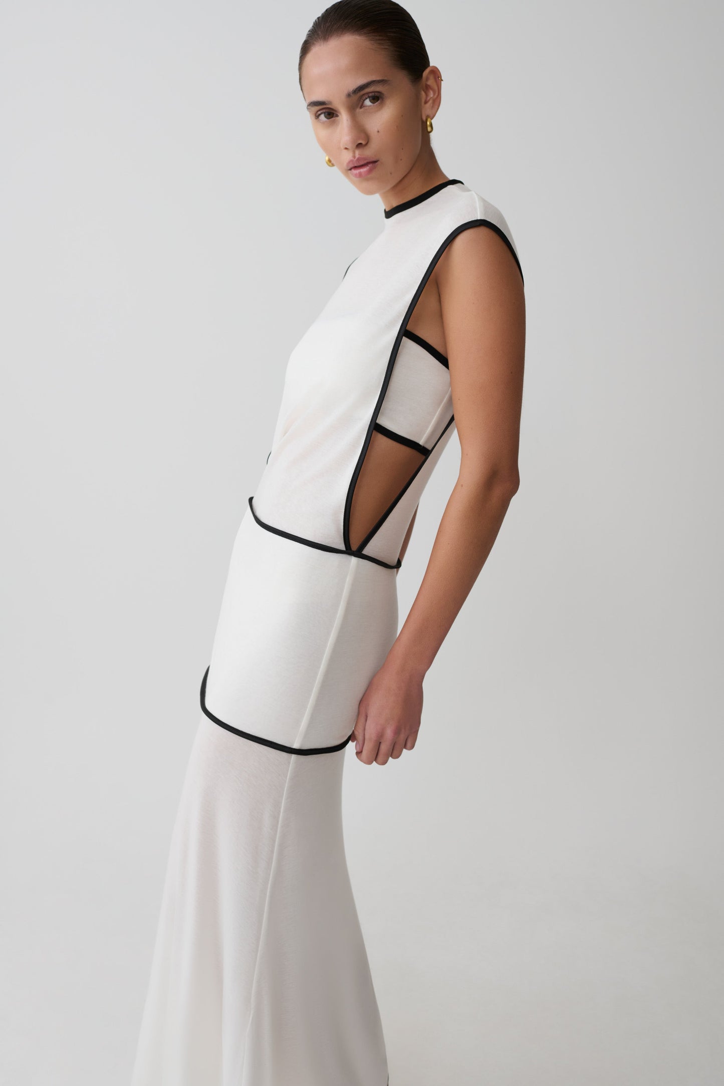 Aris Sleeveless Sheer Maxi Dress - Black/White