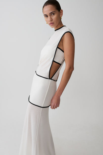 Aris Sleeveless Sheer Maxi Dress - Black/White
