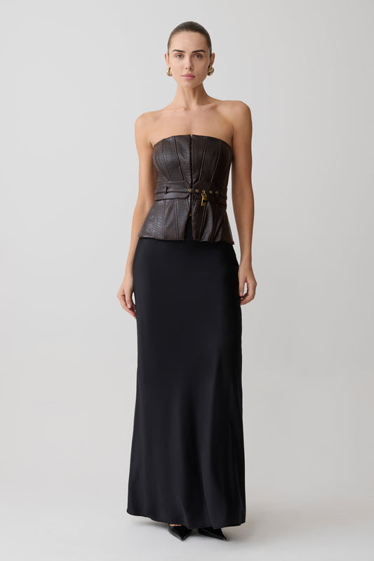 Sabrina Silk Blend Maxi Skirt - Black