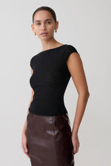 Romana Short Sleeve Mesh Top - Black