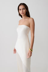 Kayla Silk Blend Strapless Asymmetric Top - Ivory