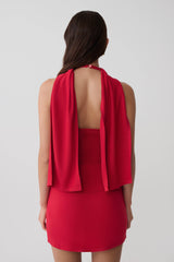 Misty Halter Backless Knit Top - Red
