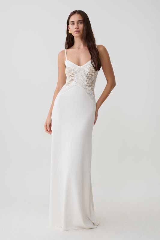 Bray Knit & Lace Maxi Dress - Ivory