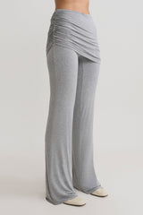 Keaton Modal Straight Leg Overlay Pant - Grey Marle