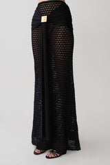 Mania Crochet Maxi Skirt With Hardware - Black