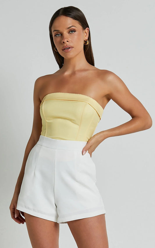 Along The Ride Mini Shorts - Tailored Shorts in White