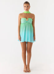 Calantha Scarf Mini Dress - Sea Ombre