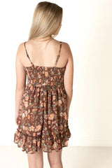 Brown Crochet Waistband Mini Dress