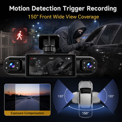 4-Camera 360° Dash Cam | Full-Time All-Round Witness Guards Your Car Day & Night