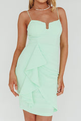 Sweet Embrace Structured Bodice Ruffle Dress Mint