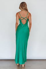From Above V-Back Midi Dress Forest Green