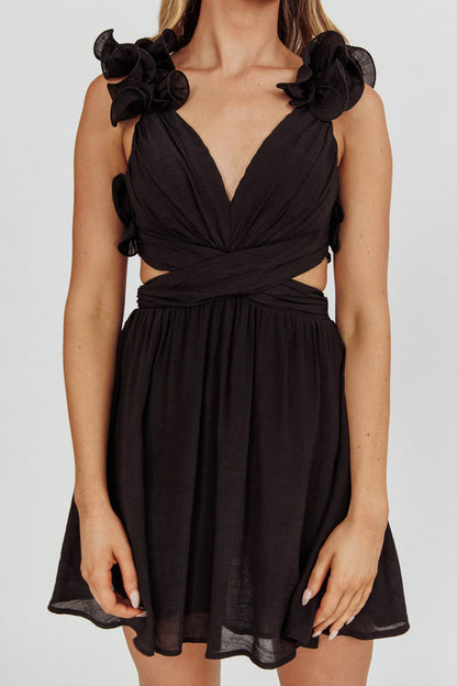 Madara Lace-Up Back Mini Dress Black