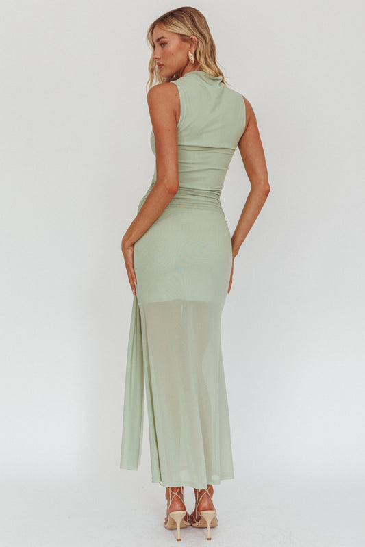 Girl's Night Waist Sash Maxi Dress Sage