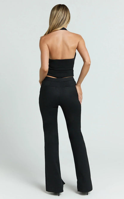 Bella Pants - Low Rise Slim Bootcut Pants in Black
