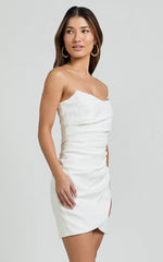 Akara Mini Dress - Strapless Wrap Dress in White