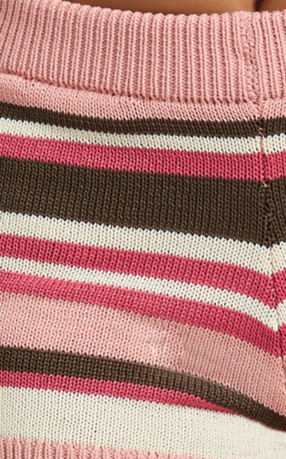 Belize Shorts - Knit Stripe Micro Shorts in Pink Multi