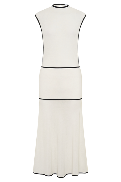 Aris Sleeveless Sheer Maxi Dress - Black/White