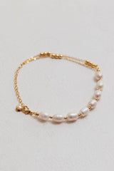 Polaris Freshwater Pearl Double Chain Bracelet Gold