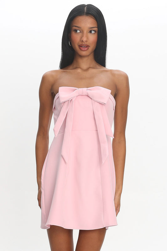 Lollipop Strapless Bow Bust Mini Dress Pink Sorbet