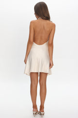 Elarah High Cowl Halterneck Mini Dress Pearl