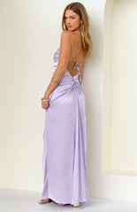 Blaise Lilac Satin Maxi Dress