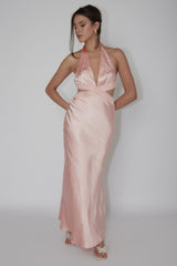 Of Your Dreams Cut-Out Halter Dress Peach