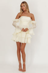 Giavana Off-Shoulder Layered Mini Dress Cream