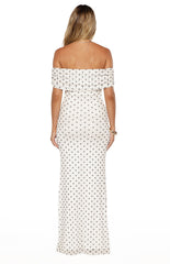 Cole White Polka Mesh Maxi Dress