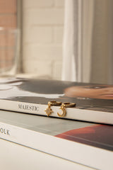 Midnight Drop Diamante Hoop Earrings Gold