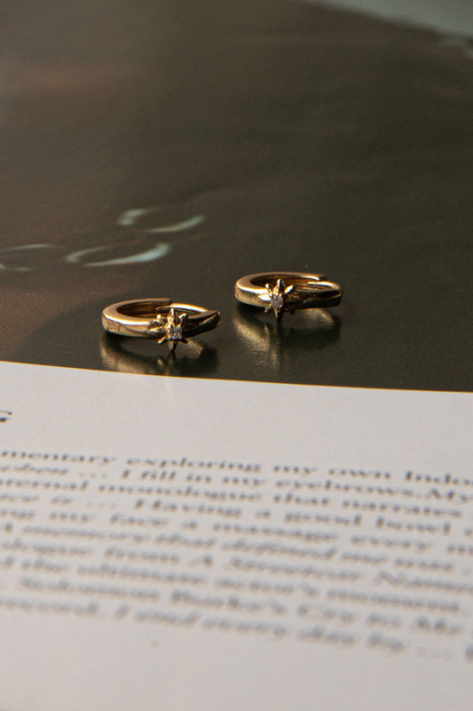 Starlight Diamante Hoop Earrings Gold