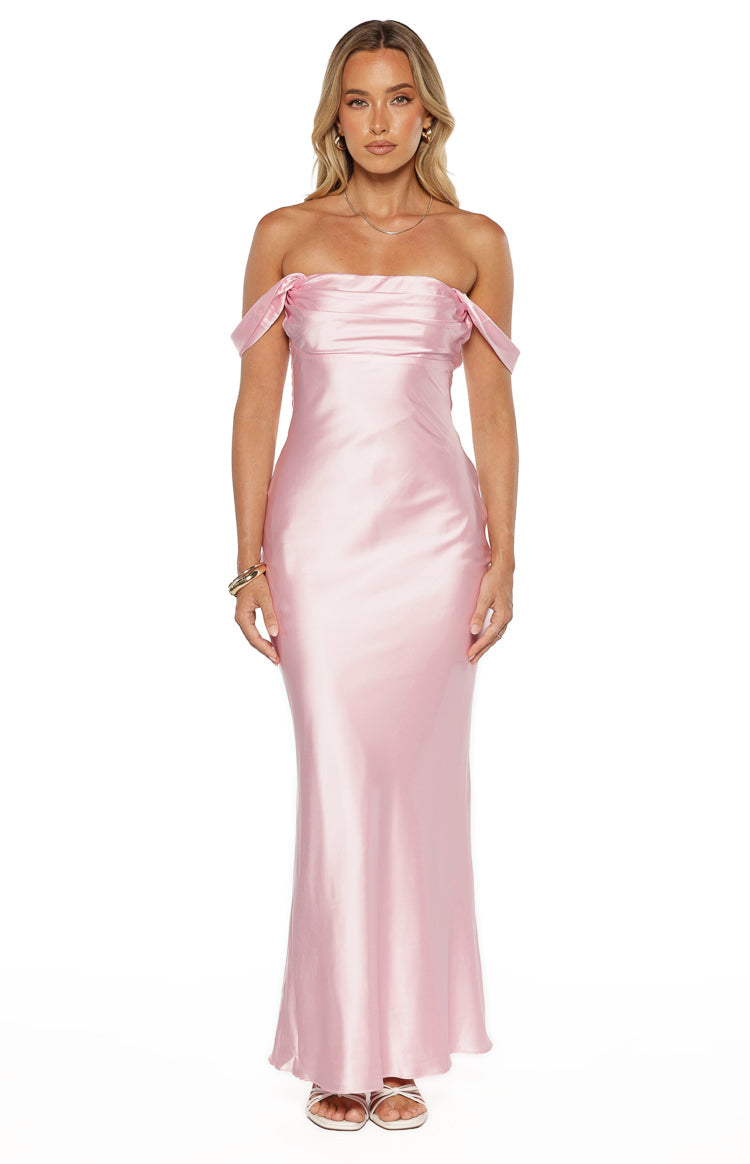Ella Light Pink Off Shoulder Formal Maxi Dress