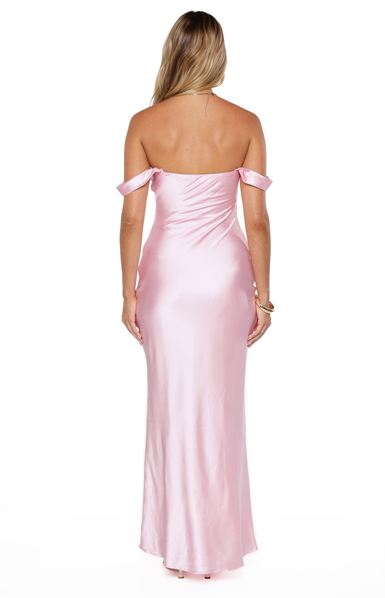 Ella Light Pink Off Shoulder Formal Maxi Dress