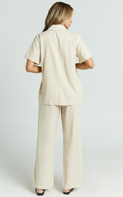 Ace Pants - Linen Look Pant in Oatmeal
