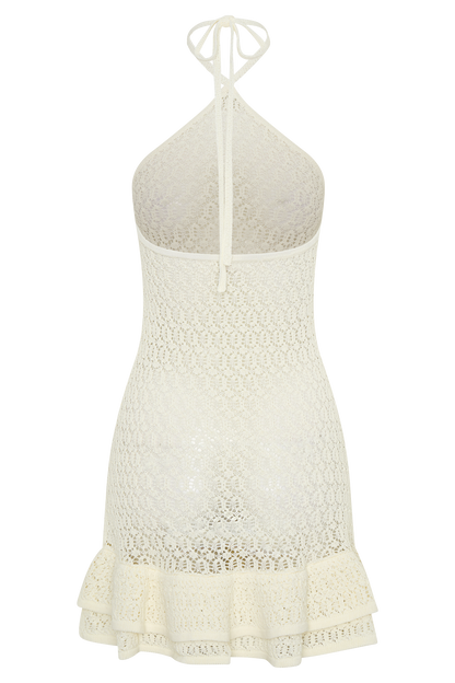 Carrisa Crochet Knit Mini Dress - White