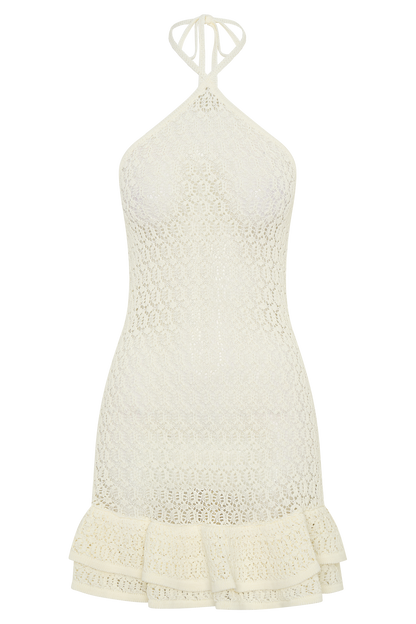 Carrisa Crochet Knit Mini Dress - White