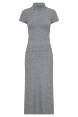 Goldie High Neck Knit Midi Dress - Grey Marle