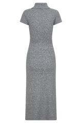 Goldie High Neck Knit Midi Dress - Grey Marle