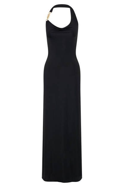 Khanh Slinky Halter Maxi Dress - Black