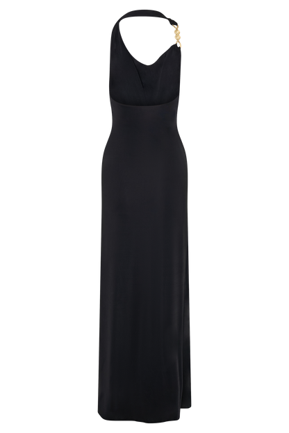 Khanh Slinky Halter Maxi Dress - Black