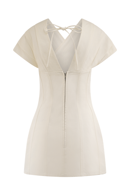 Pascale Off Shoulder Denim Mini Dress - White