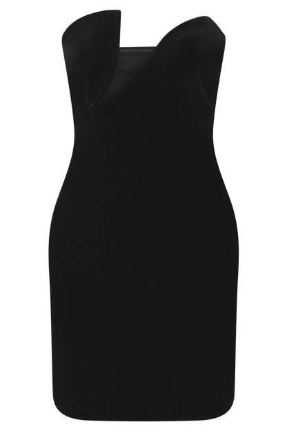 Paulina Velvet Strapless Mini Dress - Black