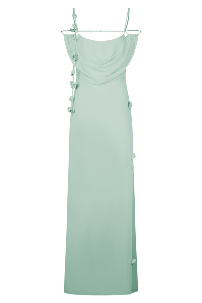 Rosalie Floral Chiffon Maxi Dress - Lagoon