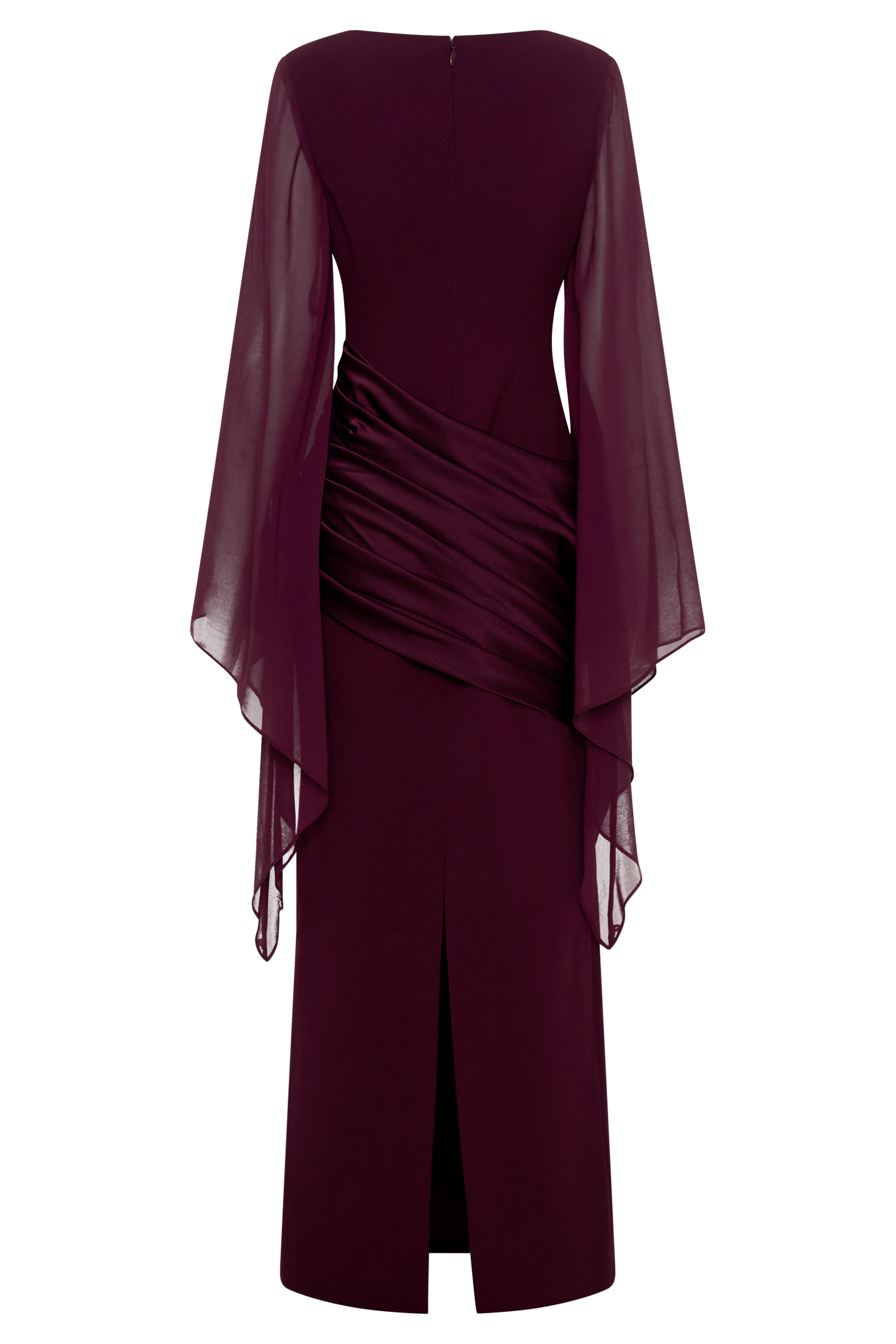 Samantha Waterfall Sleeves Maxi Dress - Wine