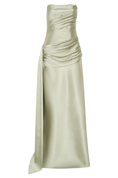 Sarah Strapless Maxi Dress With Waist Tie - Sage