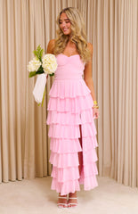 Georgie Pink Ruffle Maxi Dress