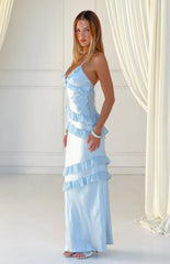 Inara Blue Ruffle Maxi Dress