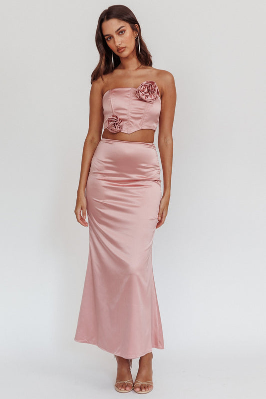 Like A Dove Satin Maxi Skirt Mauve